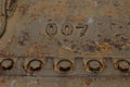 007 metal plate with numbers from movie about agent