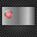 Metal plate with start button Royalty Free Stock Photo