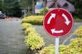 Metal Plate, Traffic Sign: Mini-roundabout roundabout circulation - give way to vehicles from the immediate right