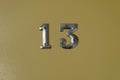 Metal plates of number thirteen Royalty Free Stock Photo