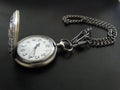 Pocket watch with chain in dark background