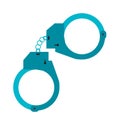 Metal police handcuffs flat vector illustration isolated on white background.