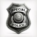 Metal police special officer badge isolated on white background. Generative AI