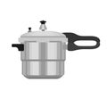 Metal pressure cooker icon, flat style