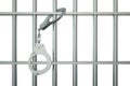 Metal prison bars with handcuffs