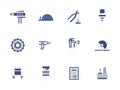 Metal processing equipment flat color icons Royalty Free Stock Photo