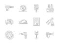 Metal processing flat line icons set