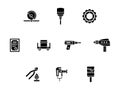 Metal processing tools glyph icons set Royalty Free Stock Photo