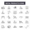 Metal products line icons, signs, vector set, outline illustration concept Royalty Free Stock Photo