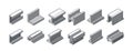 Metal Profile Products Vector Icons Set. Engineered Sections Used In Construction And Manufacturing In Various Shapes Royalty Free Stock Photo