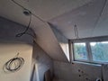 metal profiles with ceiling and wall screws in the attic. joints are also