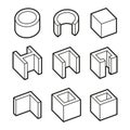 Metal Profiles Icons Set. Steel Products. Vector Royalty Free Stock Photo