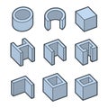 Metal Profiles Icons Set. Steel Products. Vector Royalty Free Stock Photo