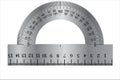 The metal protractor is a drawing device for measuring angles