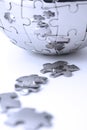 Metal puzzle globe, close-up Royalty Free Stock Photo