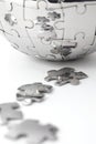 Metal puzzle globe close-up Royalty Free Stock Photo