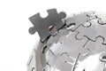 Metal puzzle globe, close-up Royalty Free Stock Photo