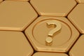 Metal question mark with hexagon. 3D illustration Royalty Free Stock Photo