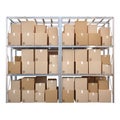 Metal racks with boxes isolated on white background