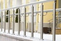 Metal railings for pedestrians. Royalty Free Stock Photo