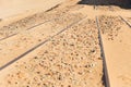 Metal rails buried in the sand. Jordan, Wadi RAM desert Royalty Free Stock Photo