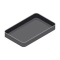 Metal rectangular baking tray for baking meat, fish, cake, pie or other food, isometric style. Isolated on white background