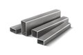 Metal rectangular hollow bars for structural reinforcement.