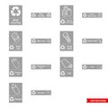 Metal recycling signs icon set of color types. Isolated vector sign symbols. Icon pack