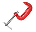 Metal red clamp on white Royalty Free Stock Photo