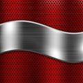 Metal red perforated background with steel wavy plate Royalty Free Stock Photo