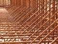 Metal reinforcement frame of a monolithic reinforced concrete retaining wall