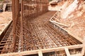 Metal reinforcement framework and formwork of retaining wall Royalty Free Stock Photo