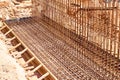 Metal reinforcement framework and formwork of retaining wall Royalty Free Stock Photo