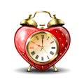 Metal retro style alarm clock in strawberry form. Royalty Free Stock Photo