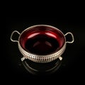 Metal retro sugar bowl on black background Royalty Free Stock Photo