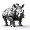 Metal Rhino 3d Render: Raw And Explosive Wildlife Sculpture