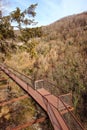 The metal road over the Okatse canyon in winter, Georgia. Royalty Free Stock Photo