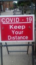 Metal Road Sign Covid 19 Keep Your Distance.