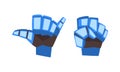 Metal Robot Blue Hand Showing Various Gesture Vector Set