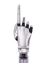 Metal Robotic Hand Pointing or Number One Gesturing 3d Illustration Royalty Free Stock Photo