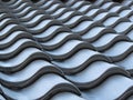 Metal roof tile. Roof tile in line. Row of black tile. Royalty Free Stock Photo