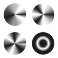 Metal round button. Shiny surface icon. Circular glossy shape. Black silver vector. Royalty Free Stock Photo