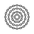 Metal round stainless steel chain set. Realistic vector looped black chain for design. Royalty Free Stock Photo