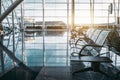 Metal row of seats in airport terminal Royalty Free Stock Photo