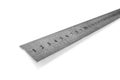 Metal ruler in centimeters or inches. Measuring tool on the white background. Royalty Free Stock Photo