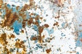 Metal Rust Texture Background. Beautiful unusual background. Rusted white painted metal wall. Rusty metal background Royalty Free Stock Photo