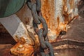 Metal rusty chain. Part of ship equipment Royalty Free Stock Photo