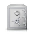 Metal Safe Realistic Vector. 3D Illustration. Icon Metal Box Isolated On White Background. Front View.