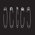 Safety pin set Royalty Free Stock Photo