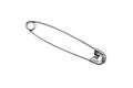 A metal safety pin on a white background. Royalty Free Stock Photo